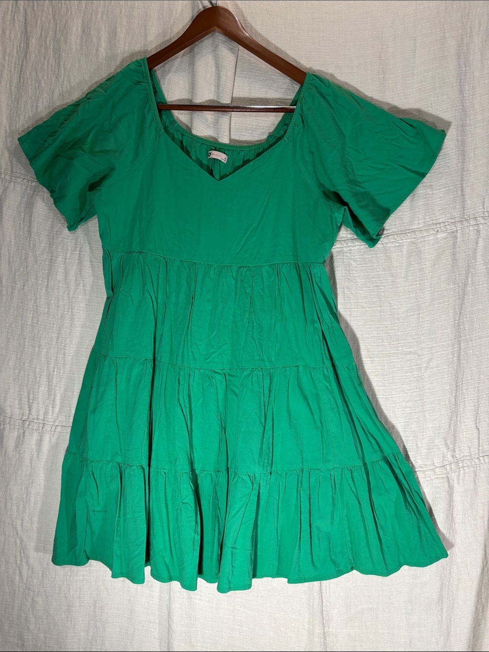 Sonoma Goods For Life Kelly Green Tiered Midi Dress XL Cotton Rayon Blend EUC